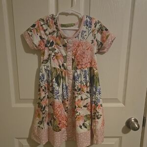 Floral Kids Dress with Pink and White Accents